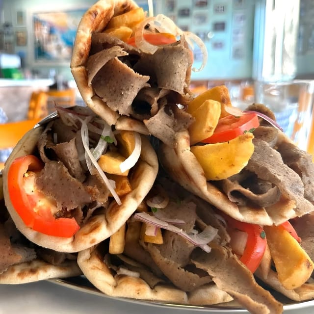 Authentic Street Athenian Beef and Lamb Gyros.